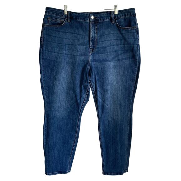 Jen7 by 7 For All Mankind Jeans Ankle Straight High Rise Plus Size 20 Blue - Picture 1 of 14